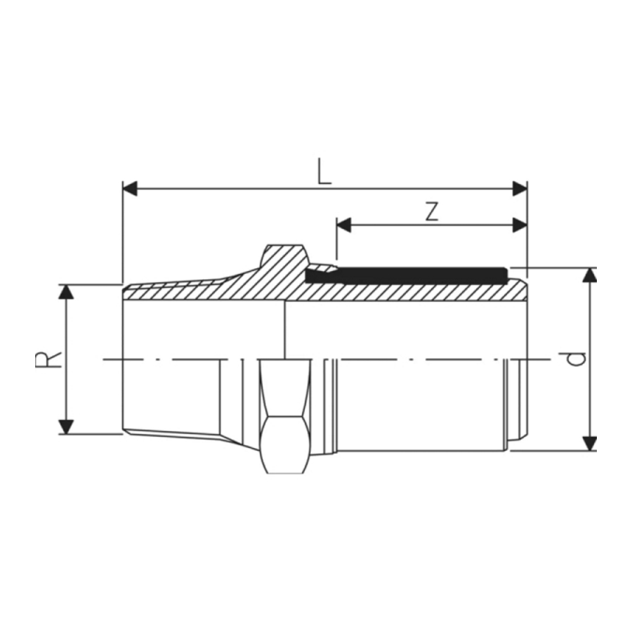 PE преход с външна резба 75 х 2 1/2" за заварка...