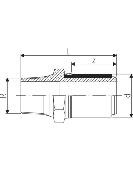 PE преход с външна резба 110 х 4" за заварка без муфа