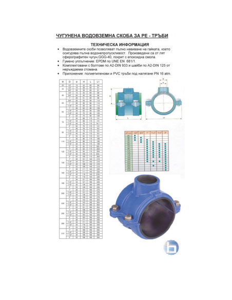 СКОБА ЧУГУНЕНА за РЕ 125 - 1“