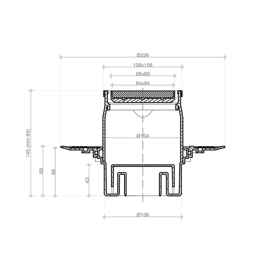 СИФОН STANDART 2в1 /100х100/ Вертикален