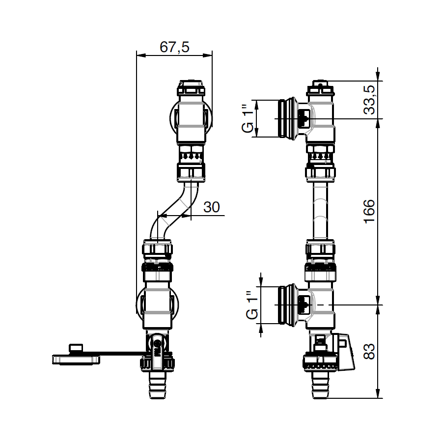 Диференциален байпас 1“ за колектори TIEMME