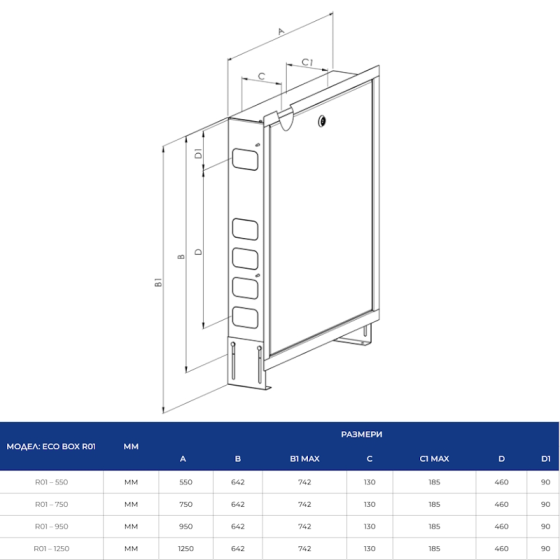 Колекторна кутия ECO BOX-RO1-950/642-742/130-185 с ключ 2
