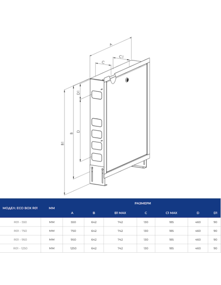 Колекторна кутия ECO BOX-RO1-750/642-742/130-185 с ключ