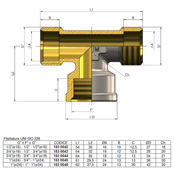 Тройник - женски Ф16 х 1/2“  /1630042/ 2