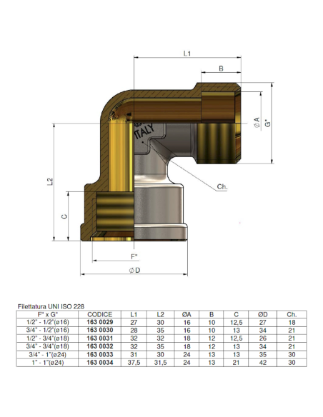 Коляно женско  G3/4“x1/2“/16 /1630030/