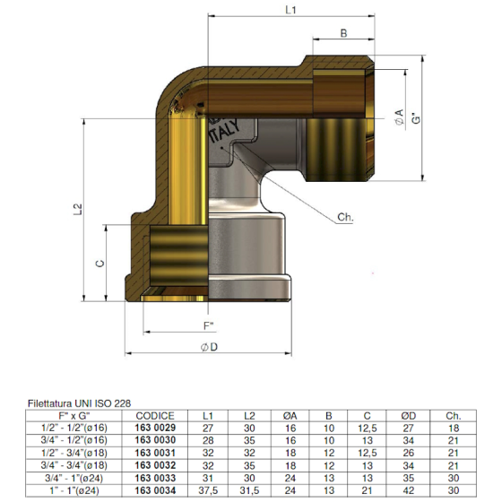 Коляно женско  G1/2“x1/2“/16 /1630029/ 2