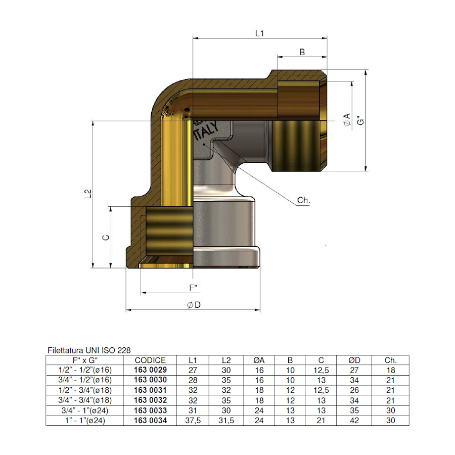 Коляно женско  G1/2“x1/2“/16 /1630029/