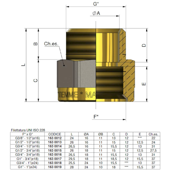 Преход женски G3/4“ - 1/2“ x 16 /1630014/ 2