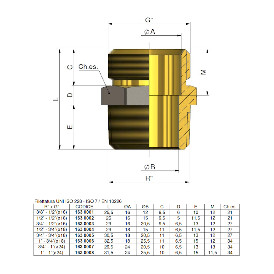 Преход мъжки G3/4“ - 1/2“ x 16/1630003/