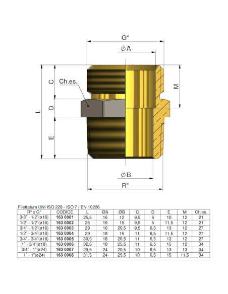 Преход мъжки G3/4“ - 1/2“ x 16/1630003/