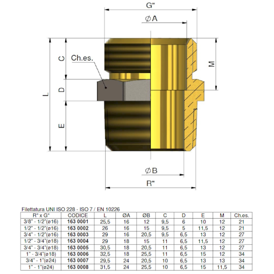 Преход мъжки G1/2“ - 1/2“ x 16 /1630002/ 2
