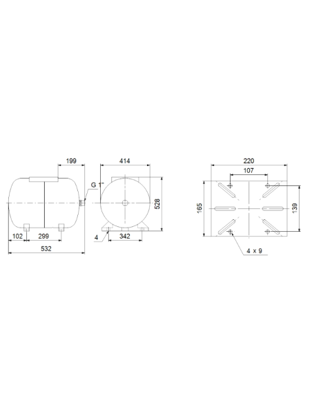 Мембранен разширителен съд 60л Grundfos GT-H-60 PN10 G1 H