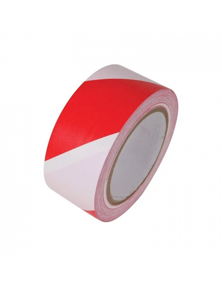 ПРЕДПАЗНА ЛЕНТА червено-бяла 80мм / руло 200м