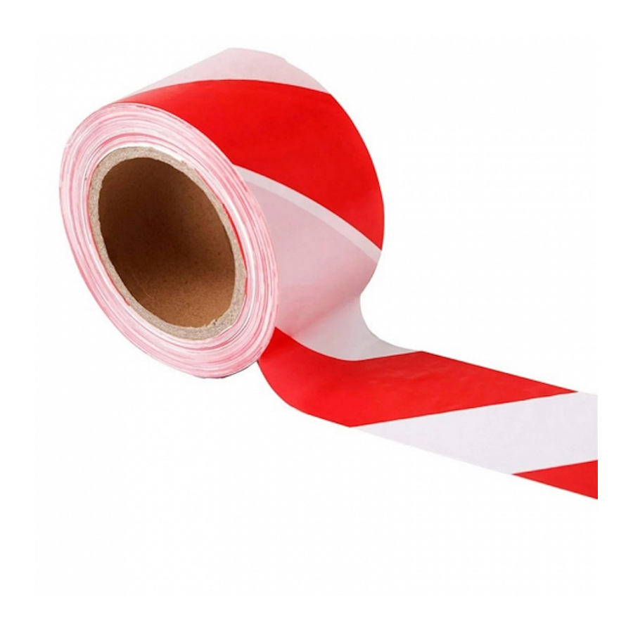 ПРЕДПАЗНА ЛЕНТА червено-бяла 80мм / руло 200м