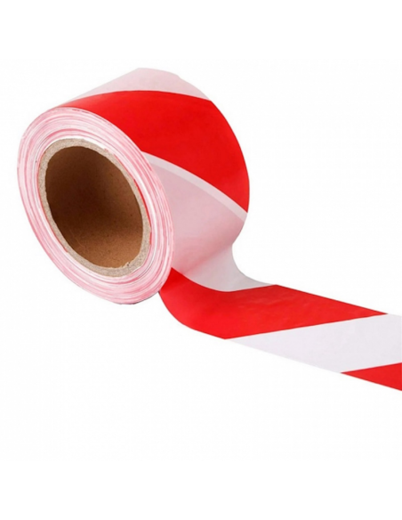 ПРЕДПАЗНА ЛЕНТА червено-бяла 80мм / руло 200м