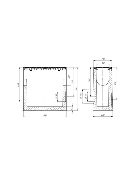 Линеен отводнител от фибробетон FB PRO D400 DN150 H500