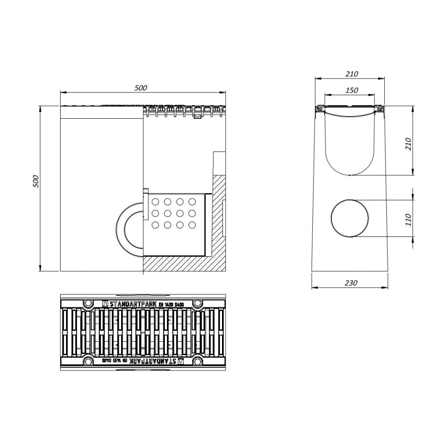 Линеен отводнител от фибробетон FB PRO D400...