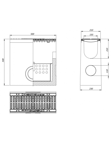Линеен отводнител от фибробетон FB PRO D400 DN150 H500