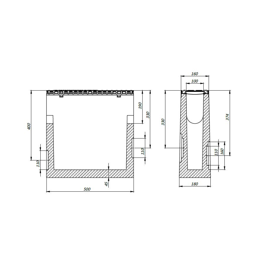 Линеен отводнител от фибробетон FB PRO D400...