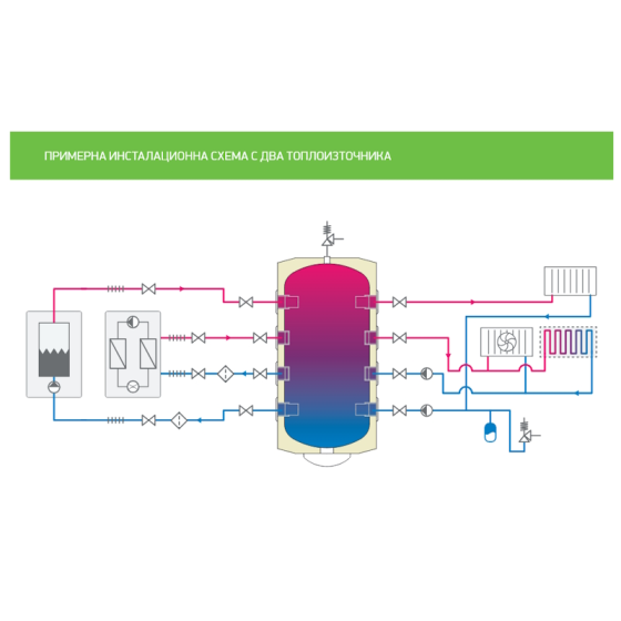 Буферен съд TESY 50л за термопомпена система - неемайлиран 2
