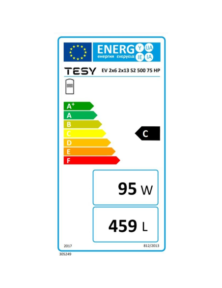 Бойлер Tesy EV 2x6 2x13 S2 500 75 HP, с две двойно навити серпентини, стоящ