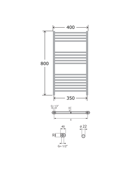 Стоманена лира за баня Term 400/800 - 413W