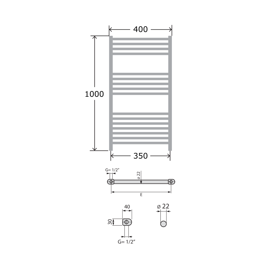 Стоманена лира за баня Term 400/1000 - 490W