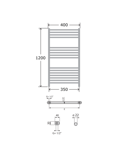 Стоманена лира за баня Term 400/1200 - 602W